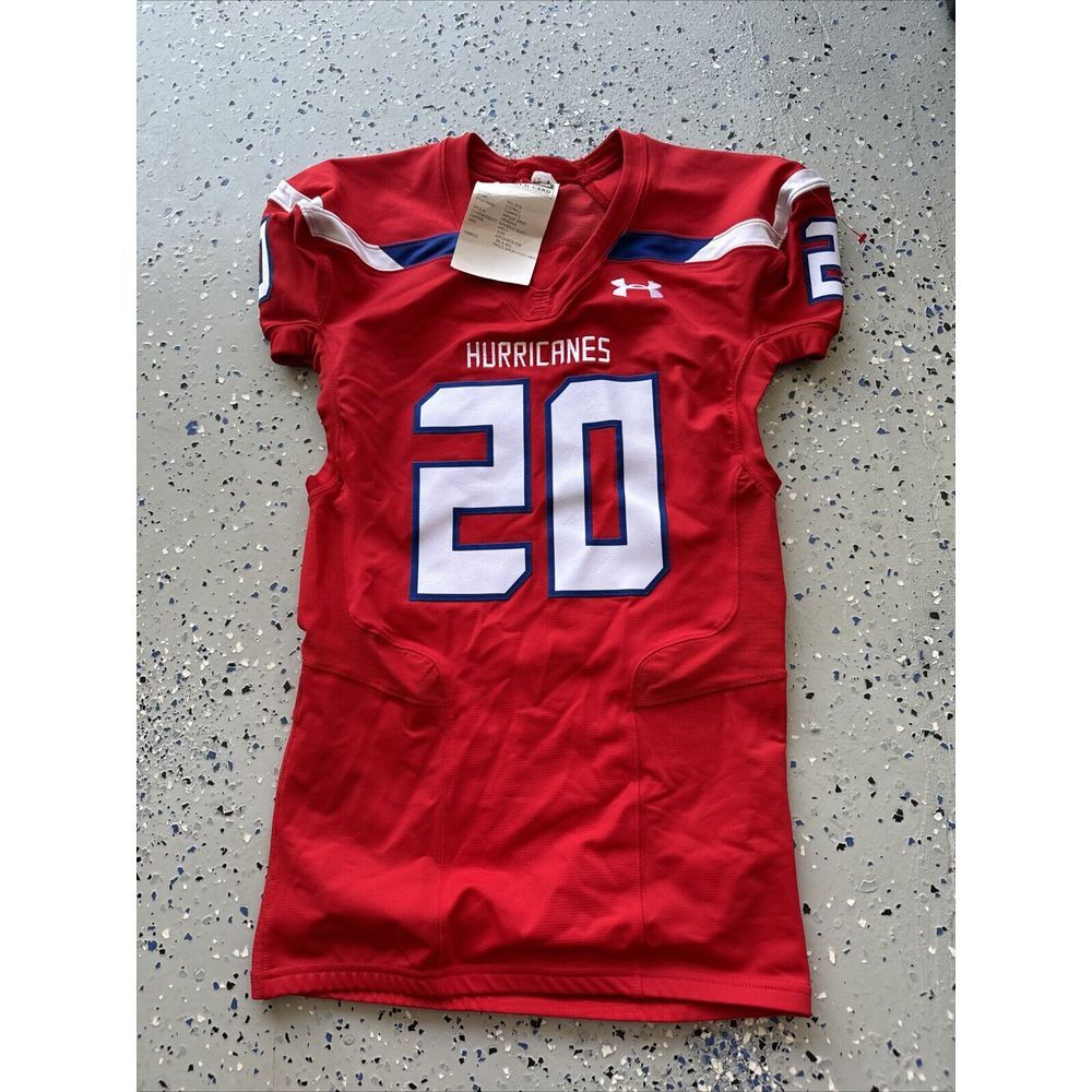 Under Armour Compfit 2 Impulse Jersey SZ‎ LARGE Hurricanes #20 Football Red